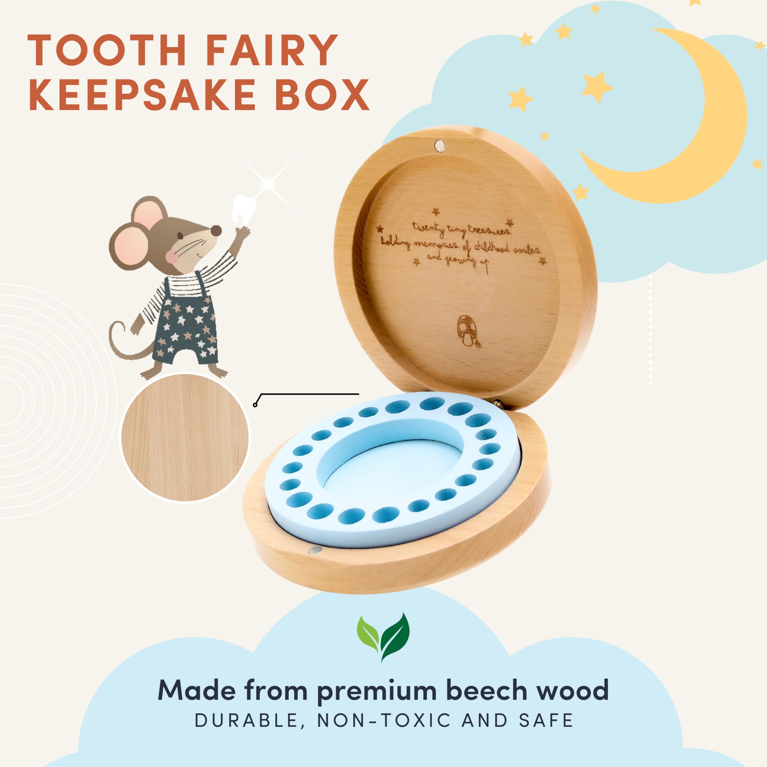 Little Shroomie memory box slot detail highlighting organized teeth slots