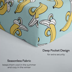 Little Sleepies crib sheet on mattress shows perfect 52x28 fit and secure elastic band