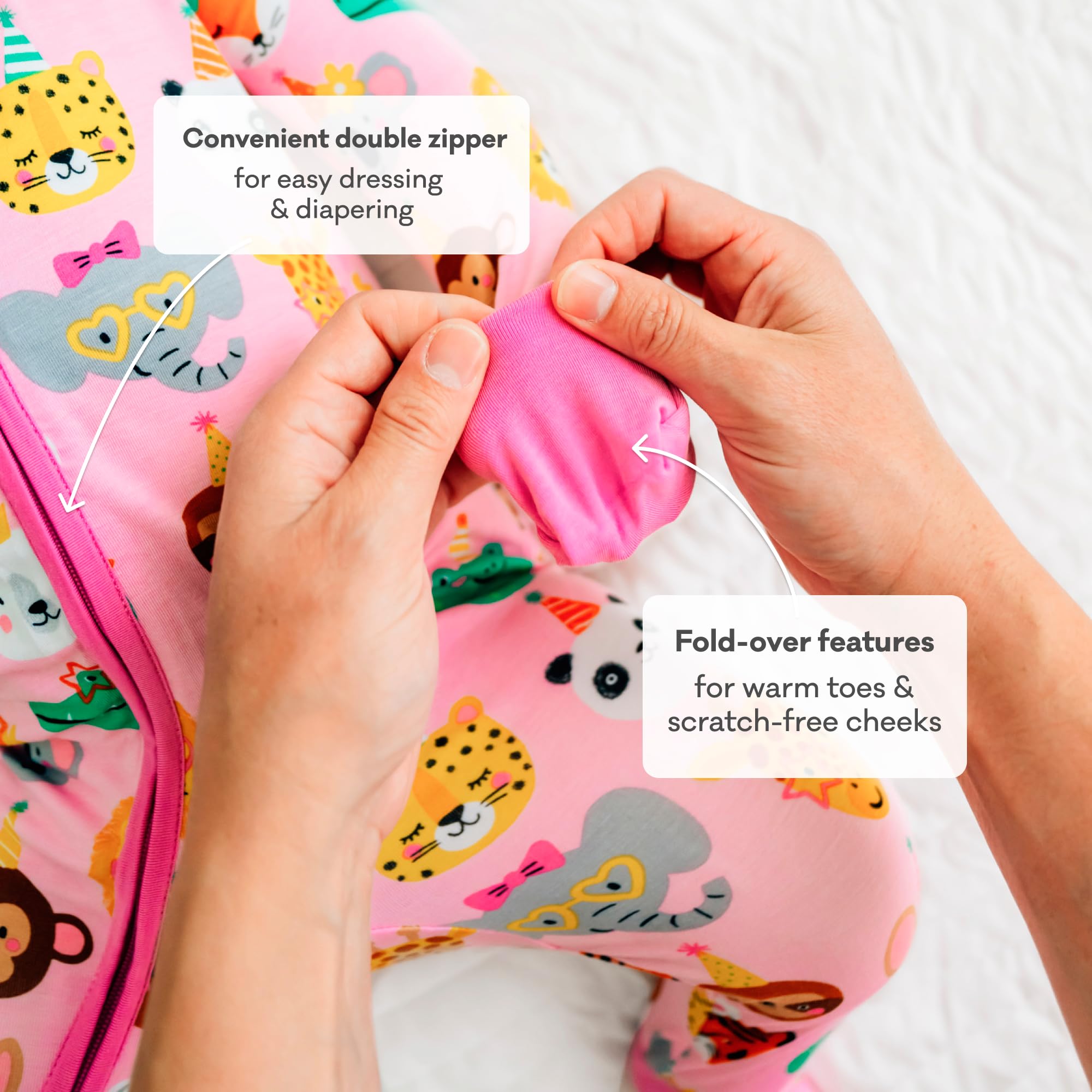 Little Sleepies foot cuffs enable easy switch between footed and footless styles