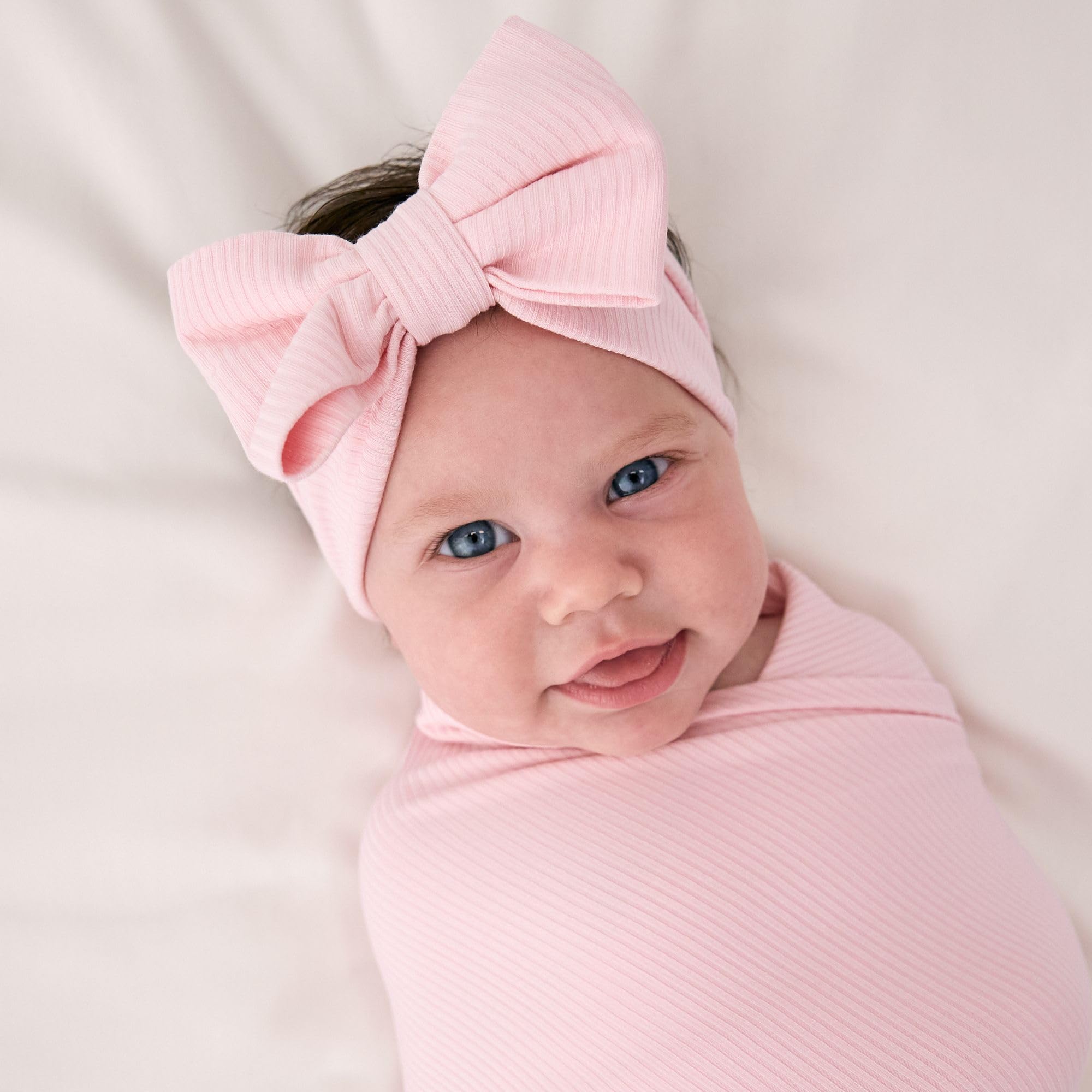 Little Sleepies Luxe Bow Headband Prima Pink with non-adjustable knot for newborns to toddlers
