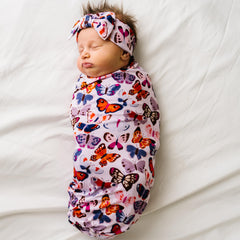 Little Sleepies Luxe Bow Headband Butterfly Kisses adjustable tie-front enables easy sizing growth.