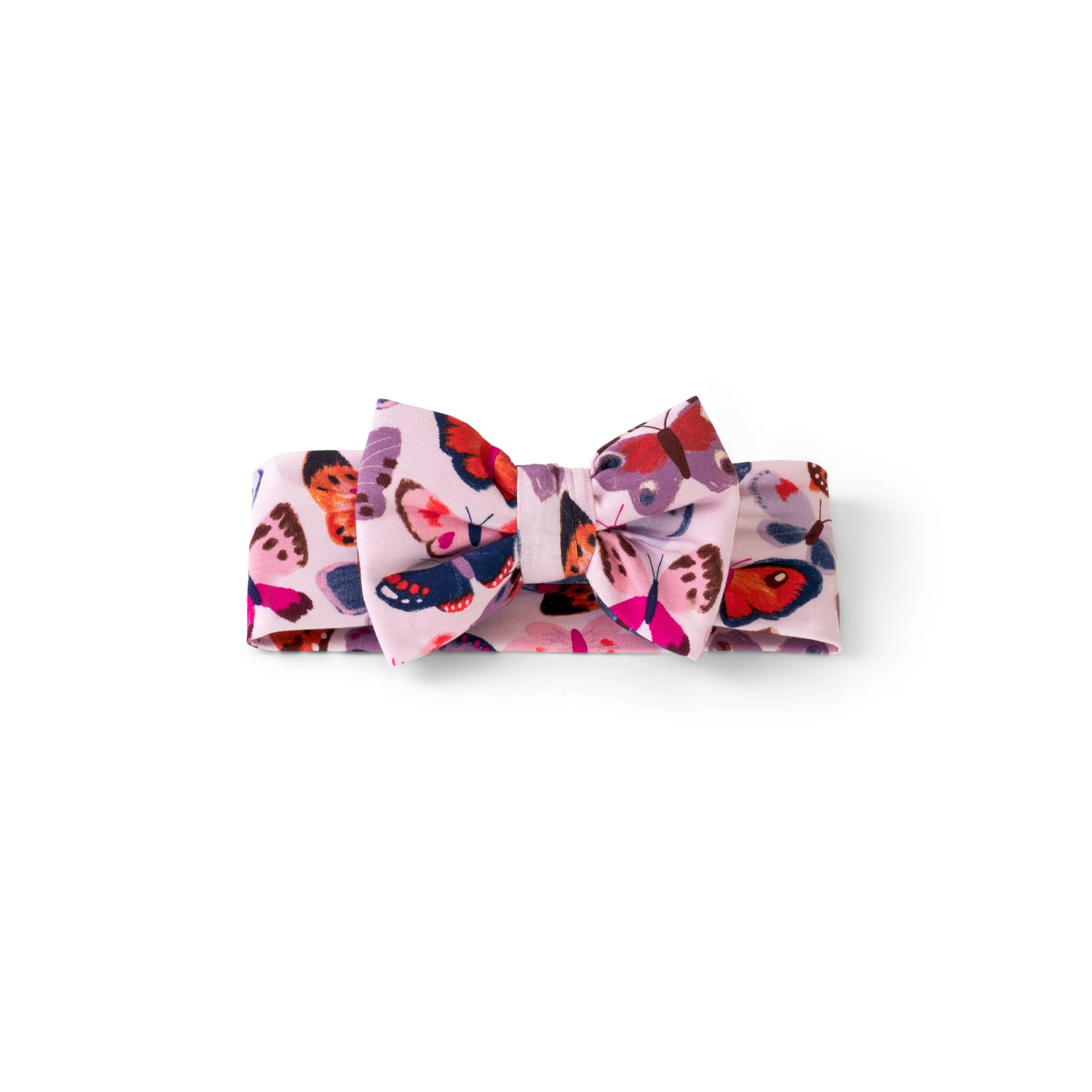 Little Sleepies Luxe Bow Headband Butterfly Kisses closeup shows buttery bamboo fabric for gentle wear.