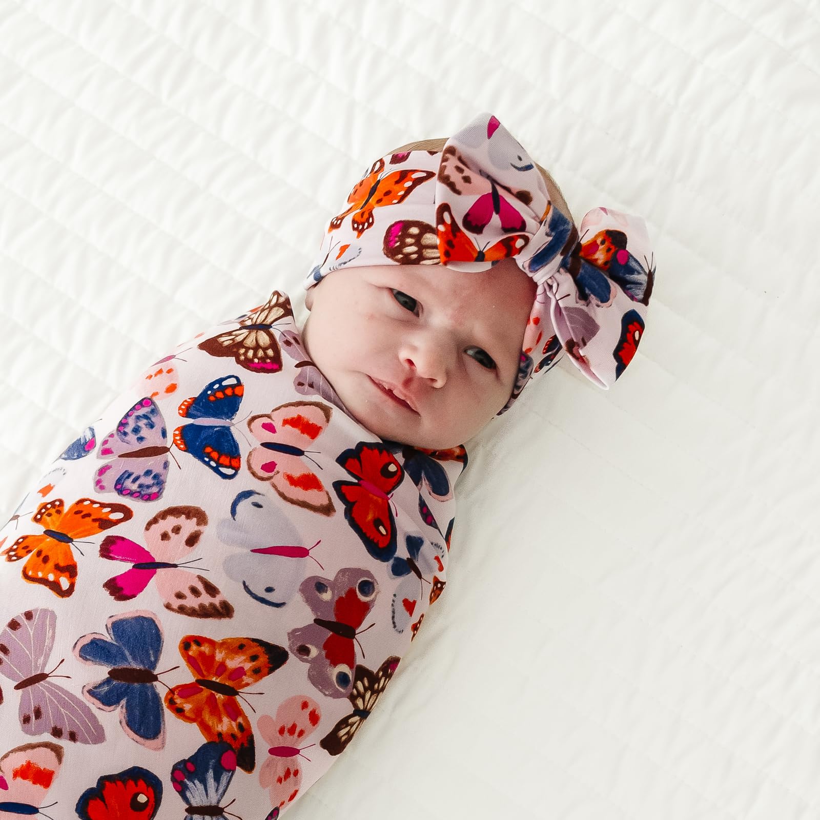 Little Sleepies Luxe Bow Headband Butterfly Kisses soft texture promotes comfortable skin contact.