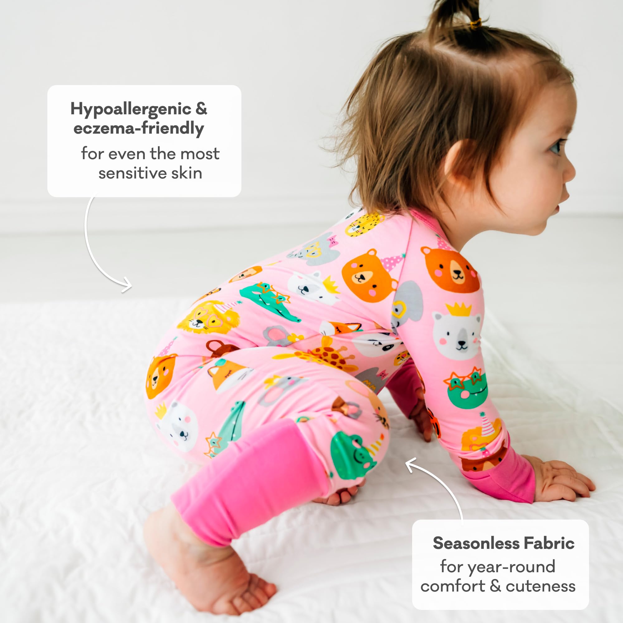 Little Sleepies two-way zip graphic facilitates quick, quiet diaper changes