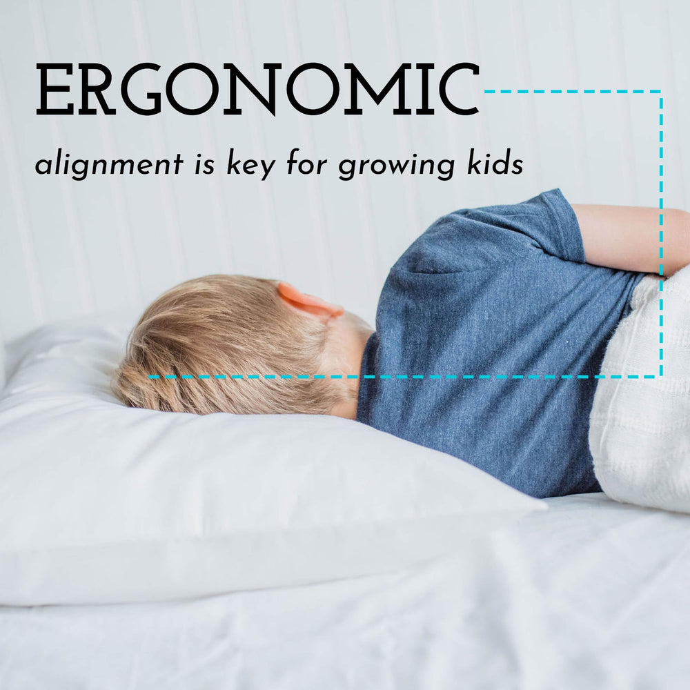 Little Sleepy Head ergonomic toddler pillow supporting neck and spine during bedtime.