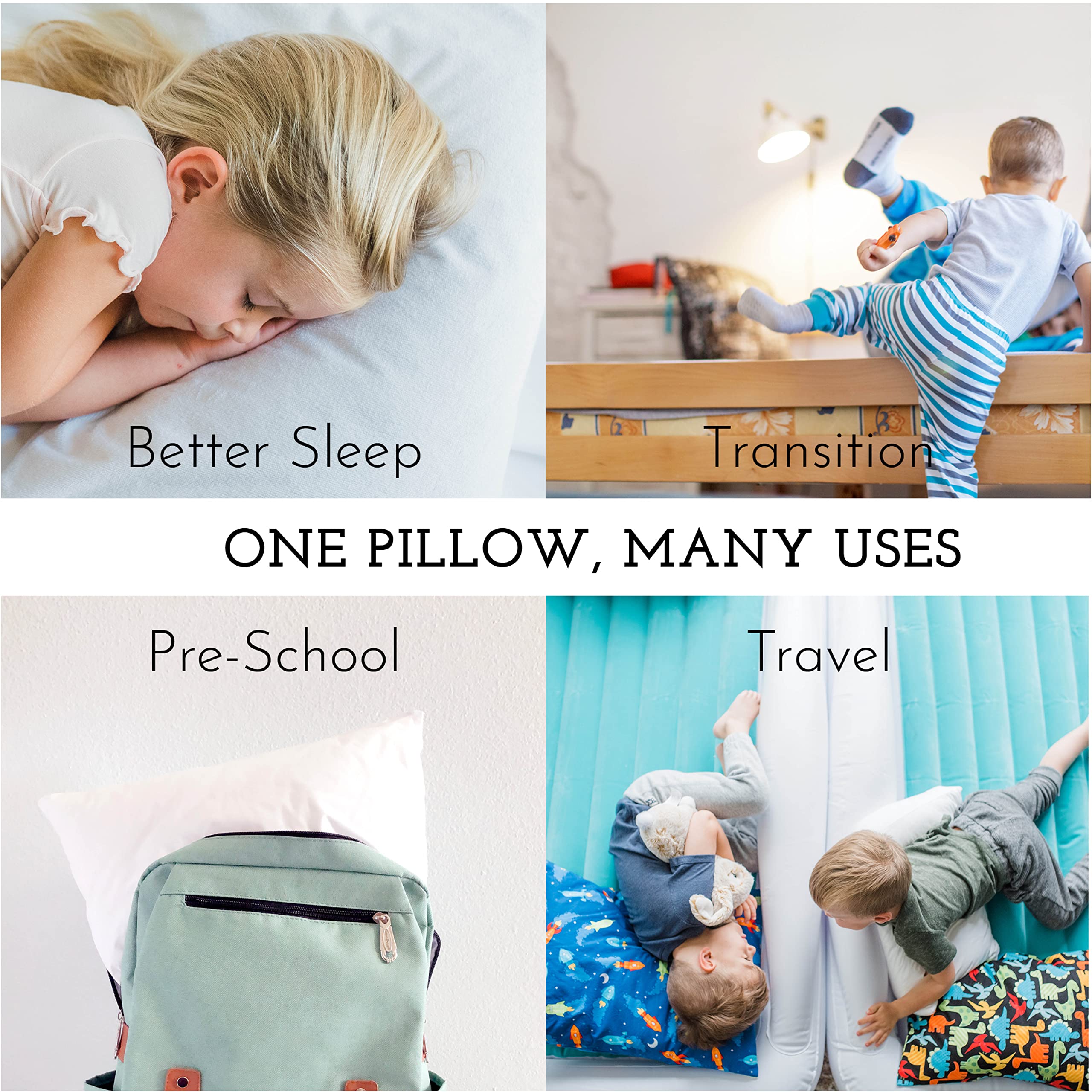 Little Sleepy Head machine-washable pillow demonstrates easy care and durable shape.