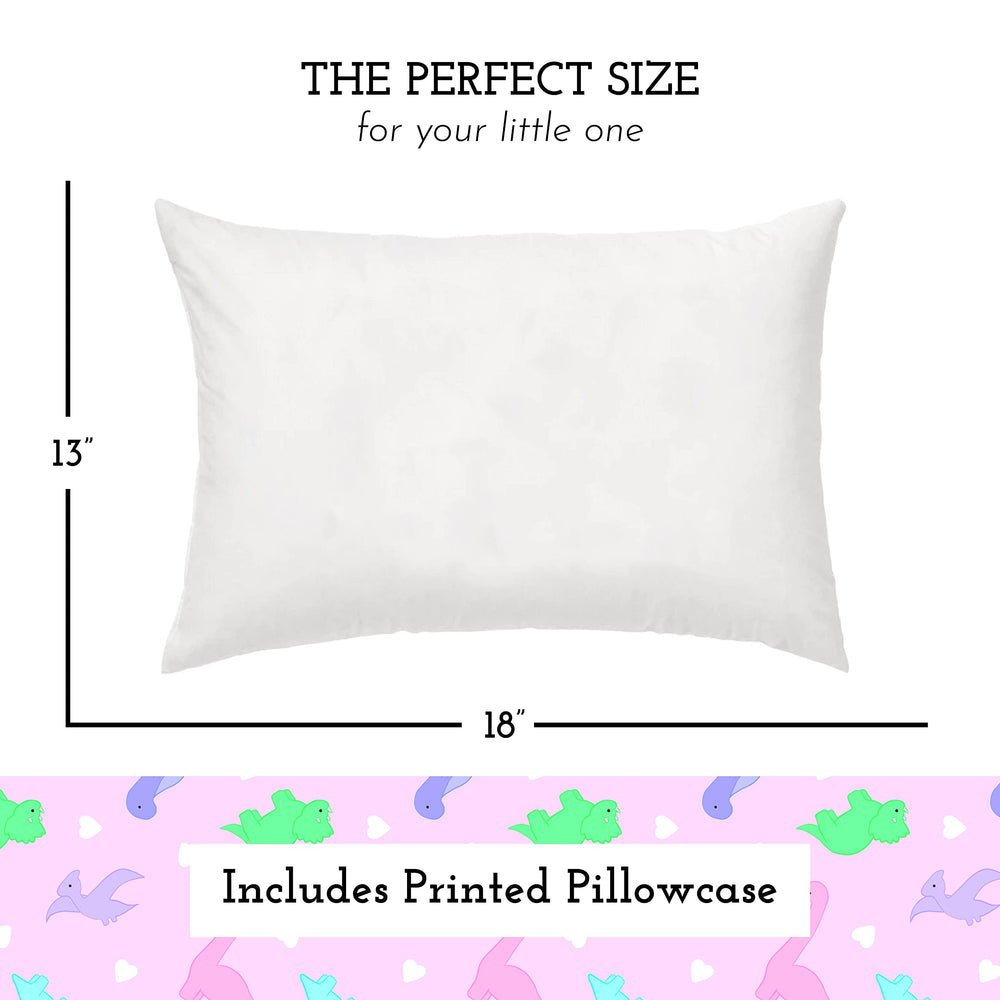 Little Sleepy Head pillowcase dinosaurs pink close-up showing soft cotton cover for cozy nights