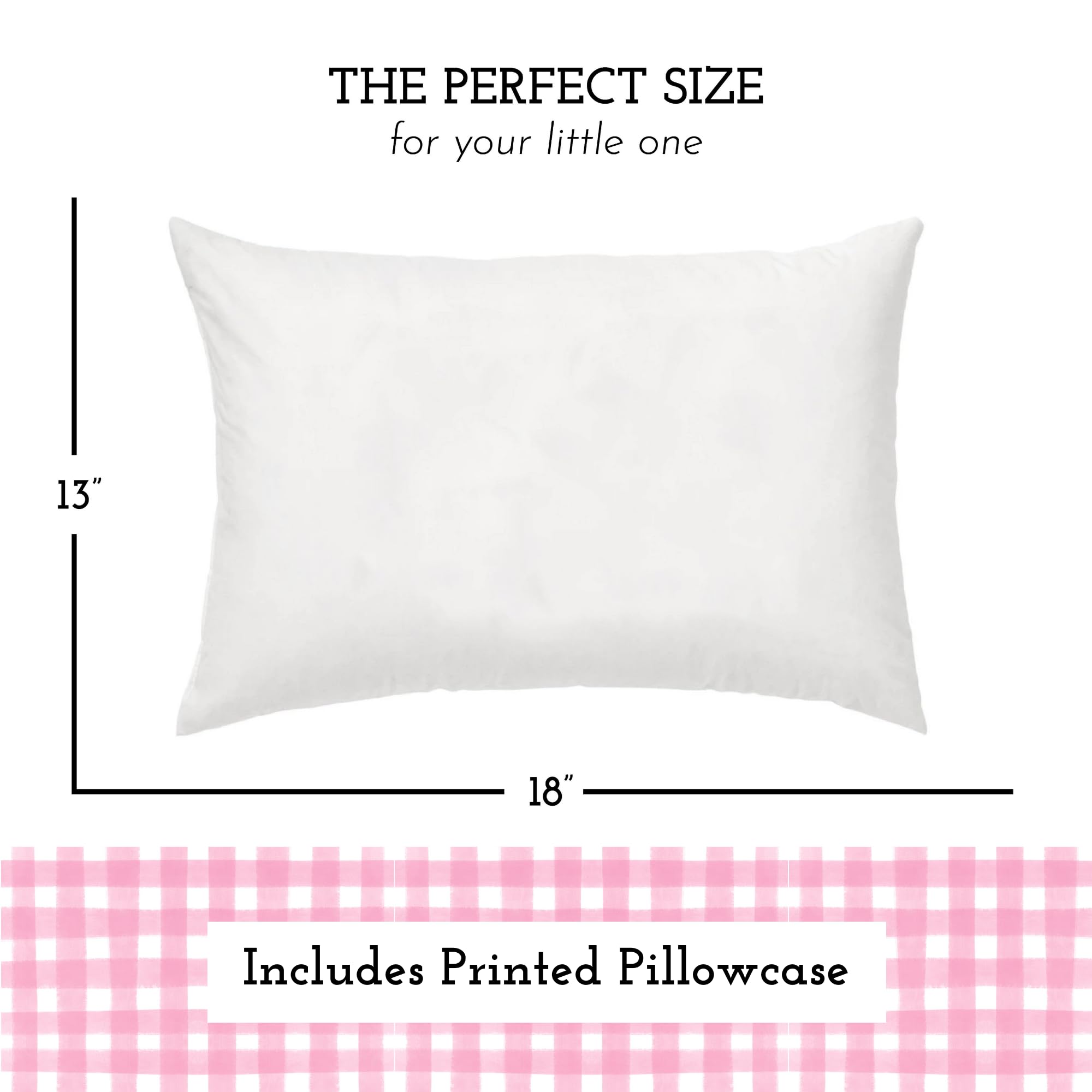 Little Sleepy Head toddler pillow front view showing compact size for small beds.