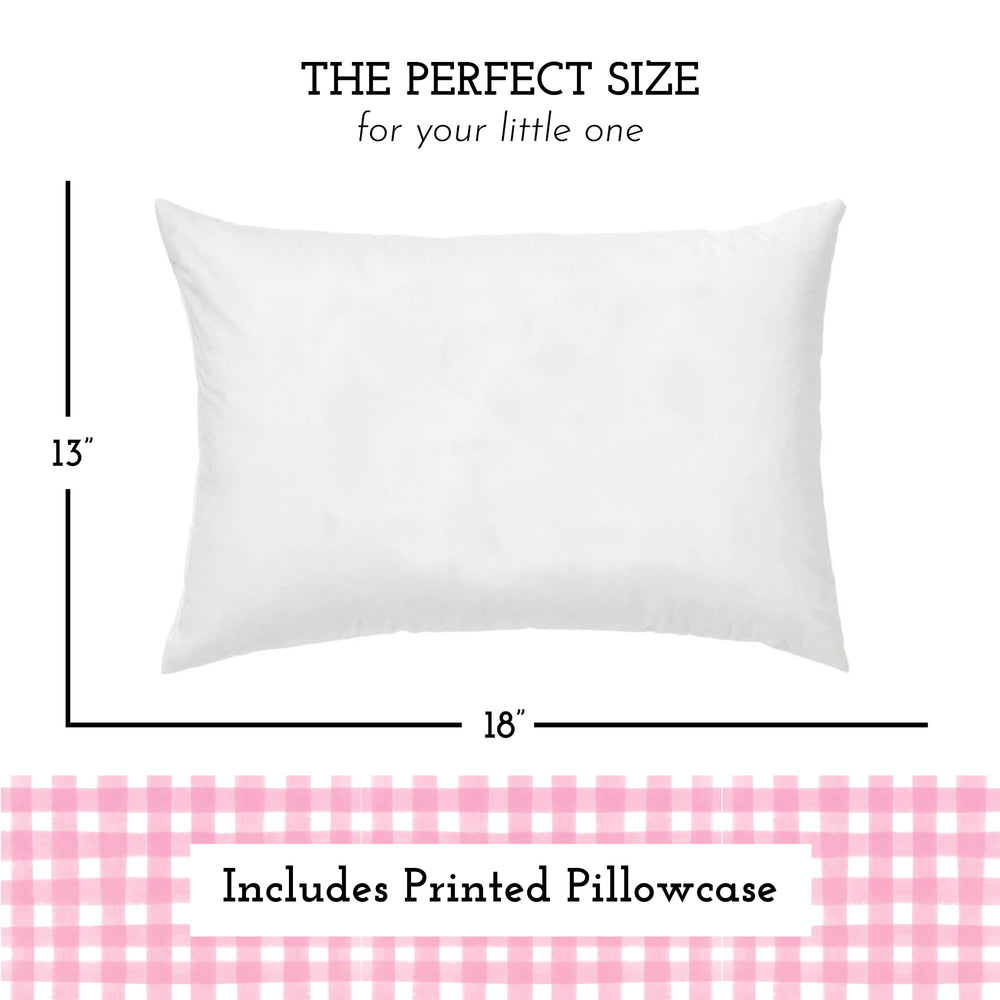 Little Sleepy Head toddler pillow front view showing compact size for small beds.
