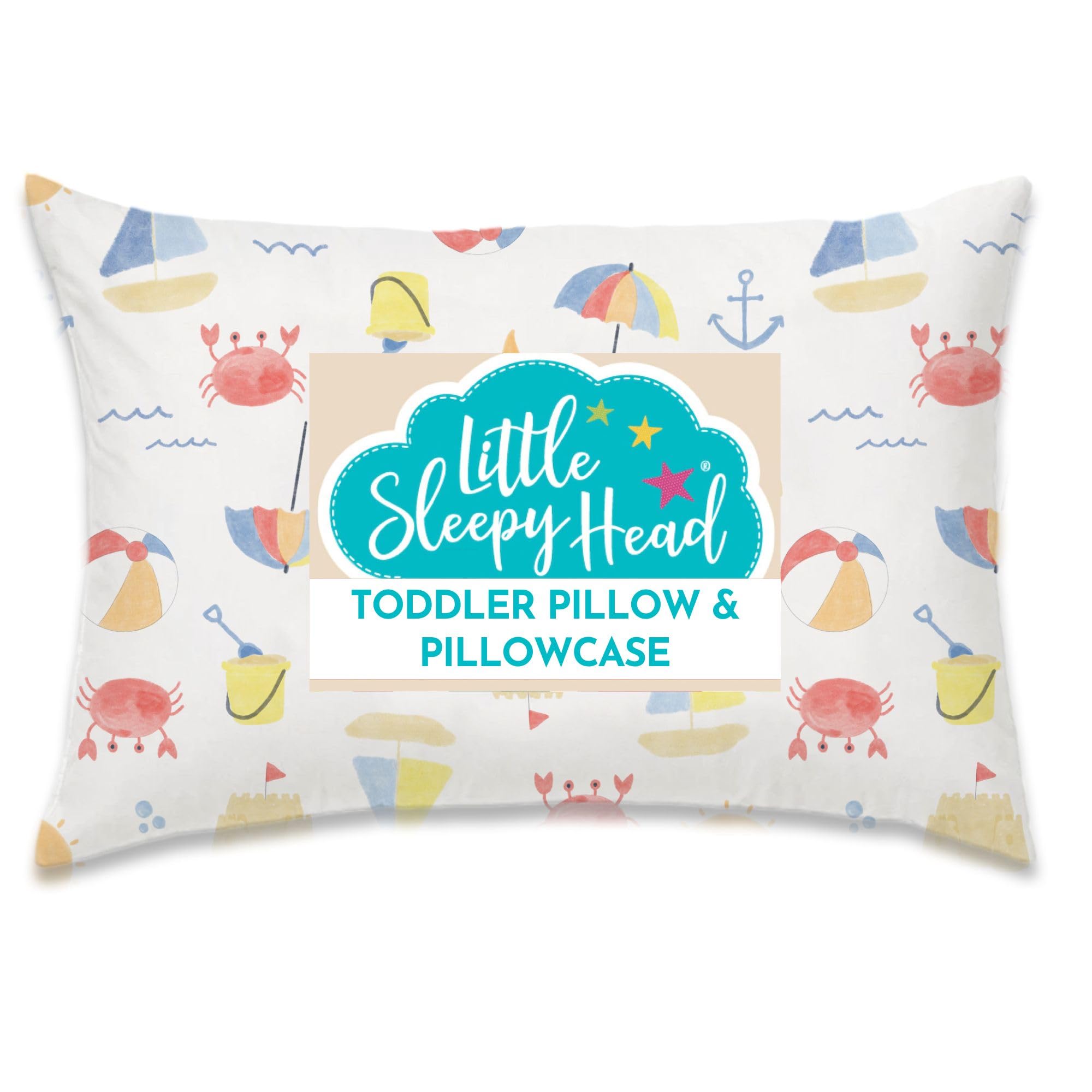 Little Sleepy Head toddler pillow 13x18 on bed with ergonomic support preview.