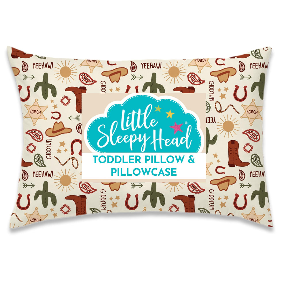 Little Sleepy Head toddler pillow 13x18 shows compact size for naps and travel