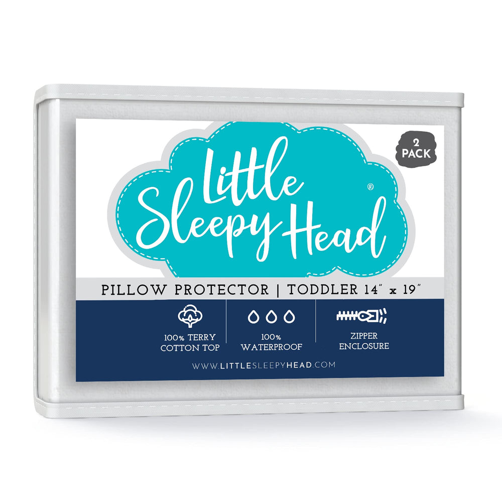 Little Sleepy Head toddler pillow protectors 2-pack front view offers clean, comfy pillow protection.