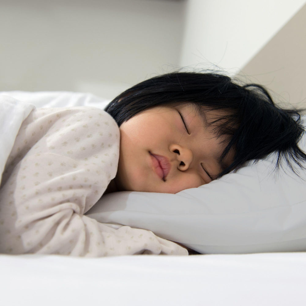 Travel-ready Little Sleepy Head pillow shown with toddler bed for on-the-go use