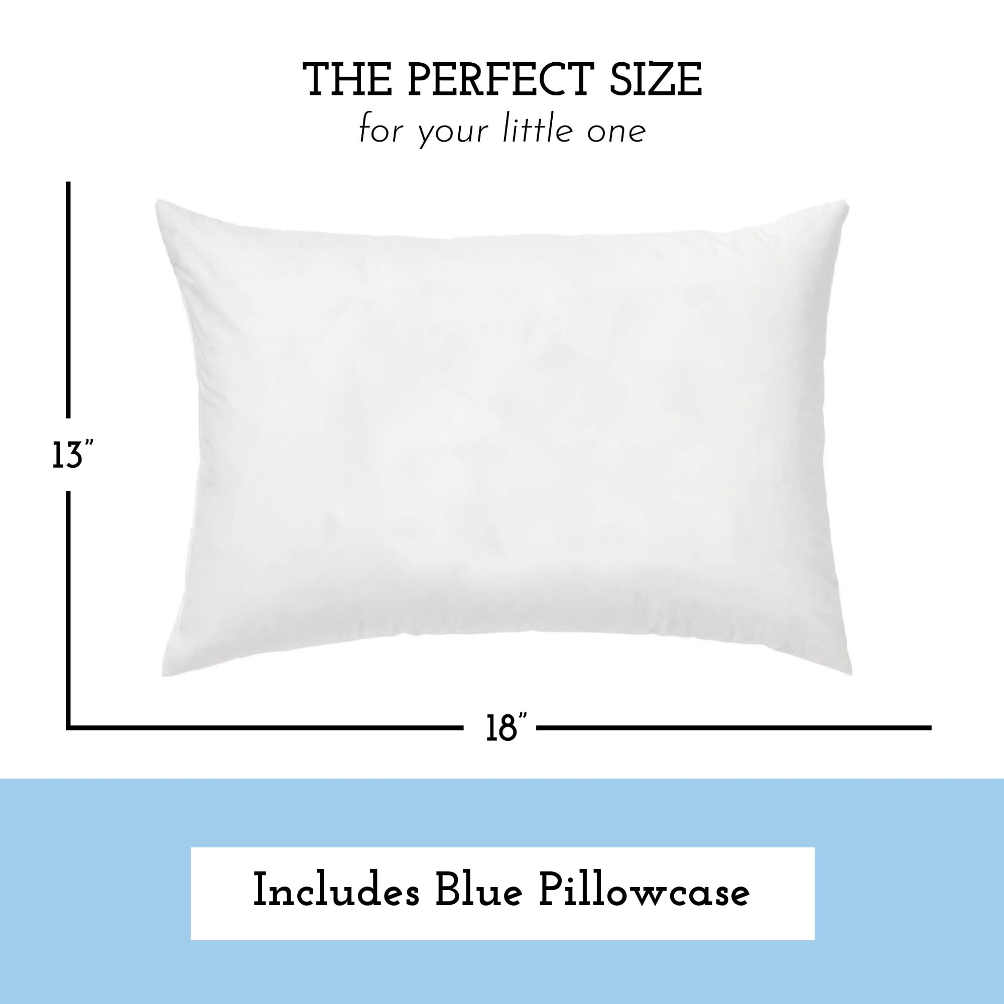 Little Sleepy Head blue pillowcase on pillow for soft wash and gentle bedtime comfort