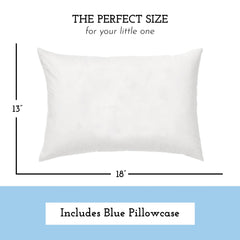 Little Sleepy Head blue pillowcase on pillow for soft wash and gentle bedtime comfort