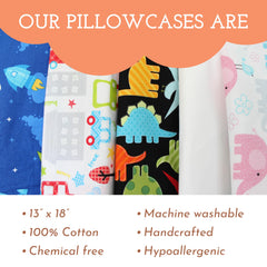 Little Sleepy Head daisies pillowcase close-up shows soft cotton texture for comfort.