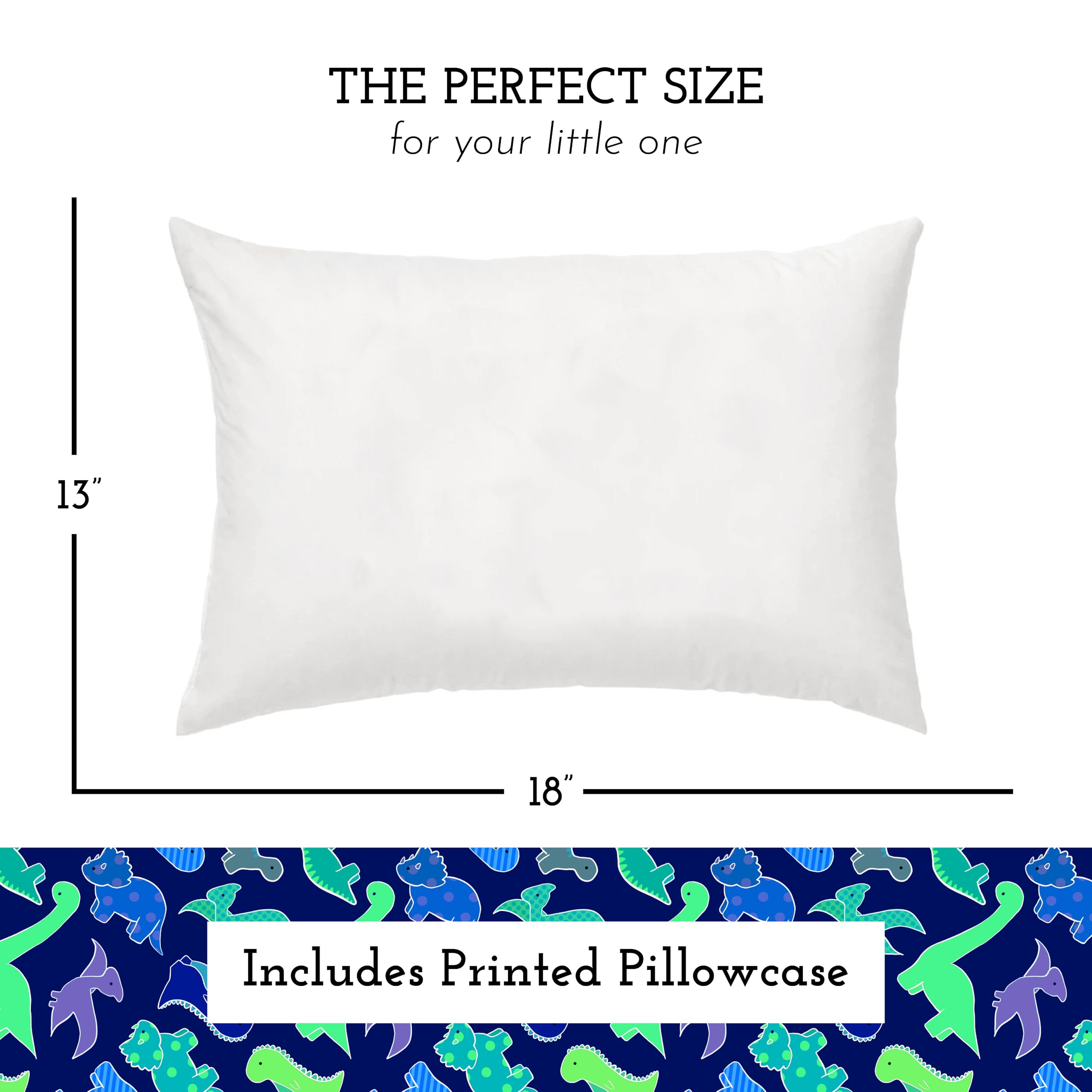 Little Sleepy Head pillowcase for dinosaurs blue provides easy washing and secure fit.