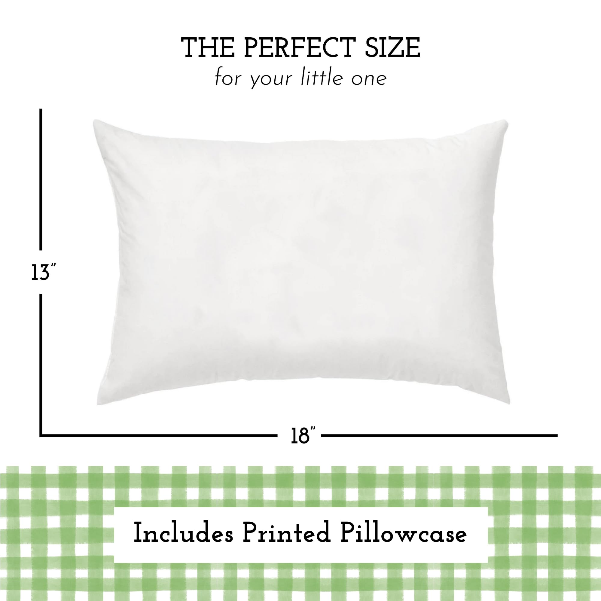 Little Sleepy Head pillowcase in gingham green with easy-envelope closure