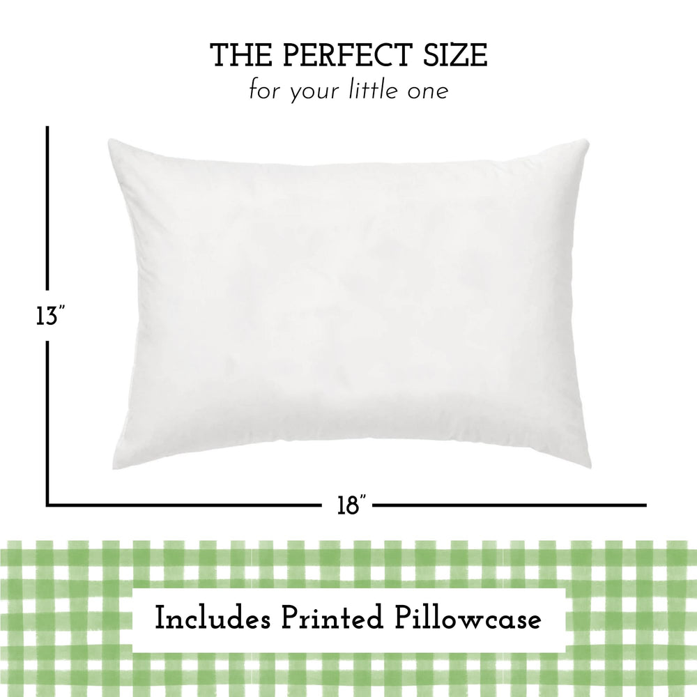Little Sleepy Head pillowcase in gingham green with easy-envelope closure
