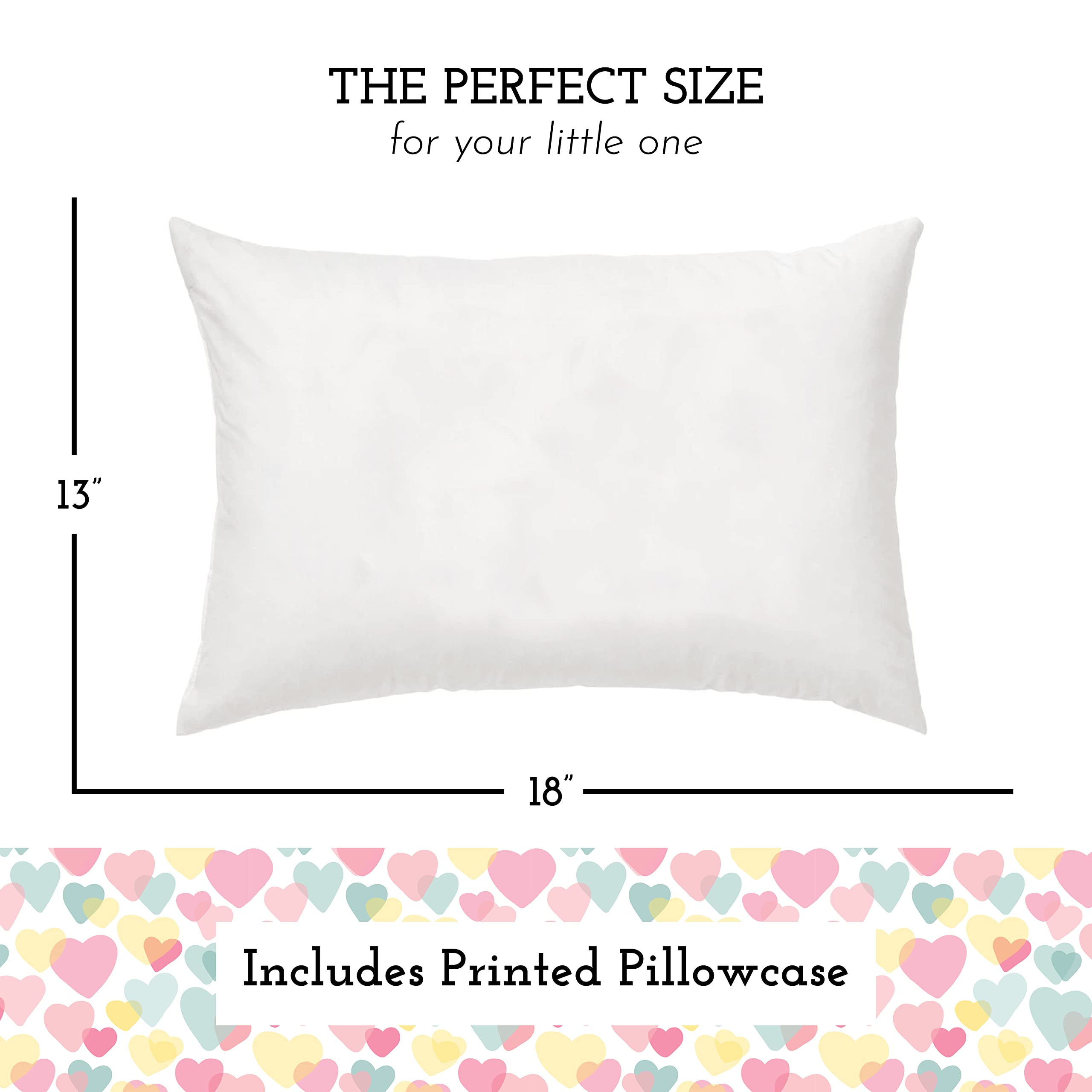 Little Sleepy Head pillowcase with hearts, envelope closure for easy washing.