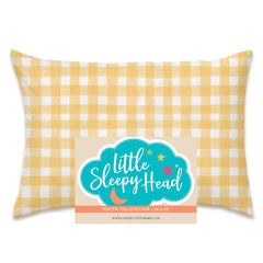 Little Sleepy Head youth pillow case 16x22 cover with gingham yellow, soft and breathable