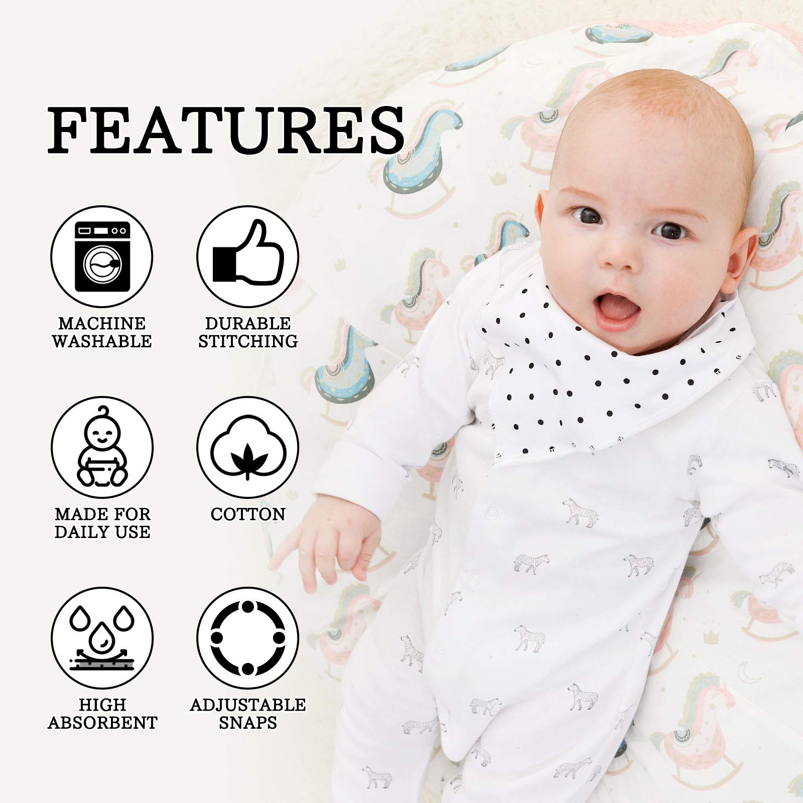 Little Tots bandana bib is machine washable and easy to care for.