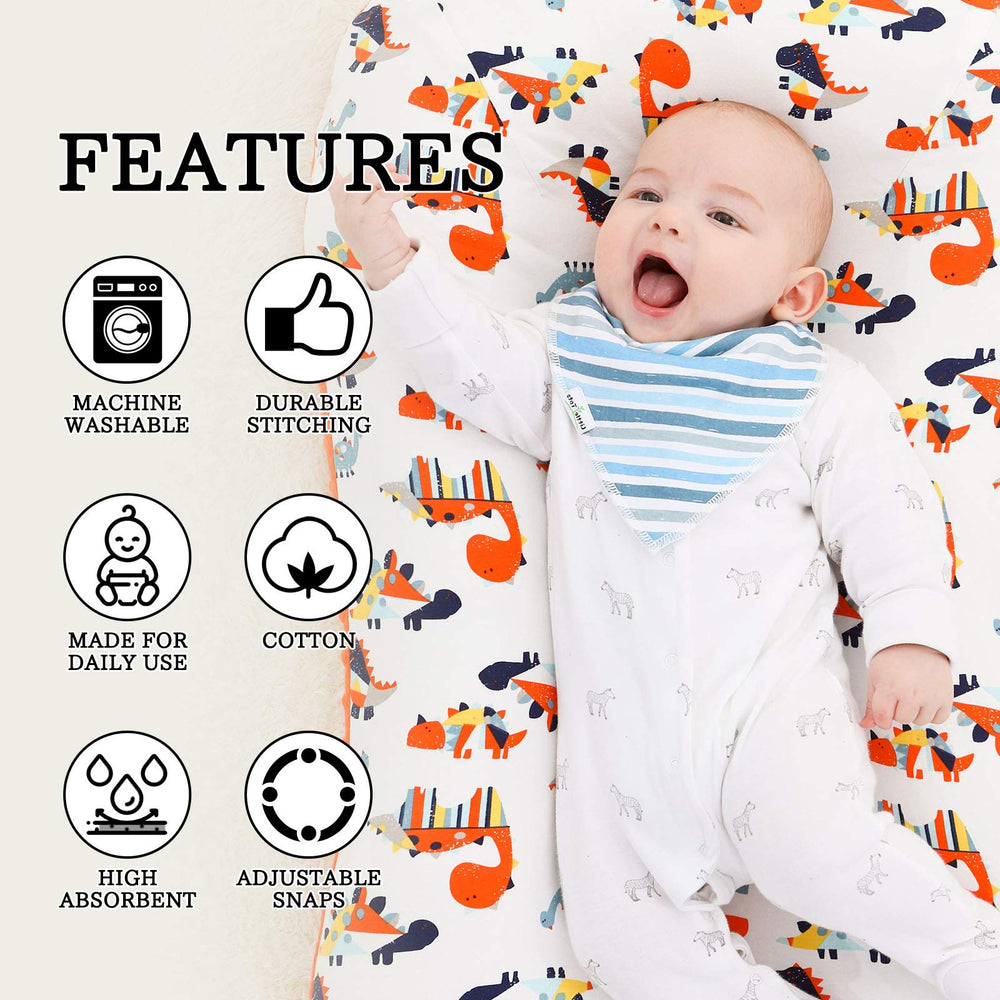 Little Tots bandana bib features durable stitching for long-lasting use.