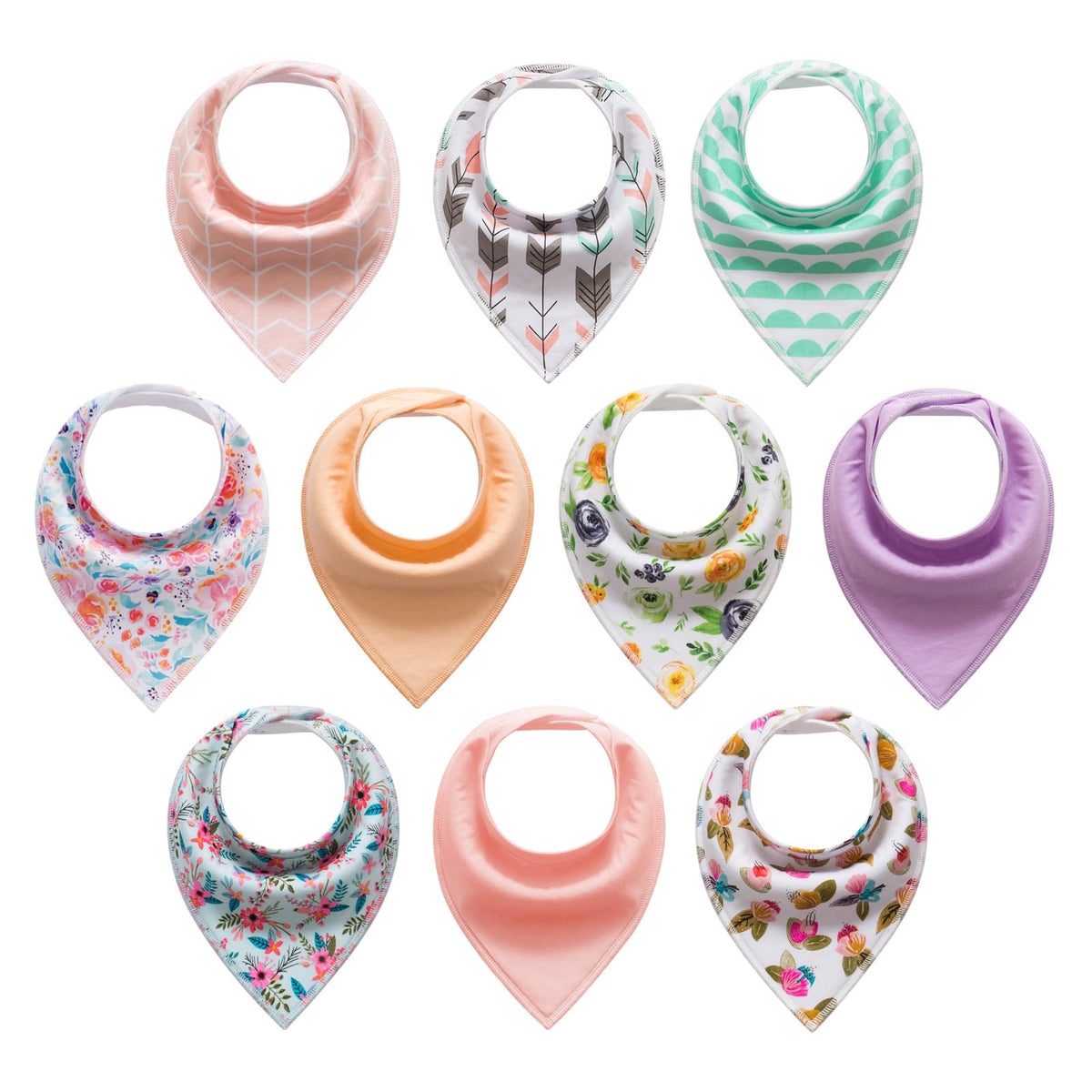 Little Tots Magical Ocean bandana bib front view shows absorbent cotton and dry protection.