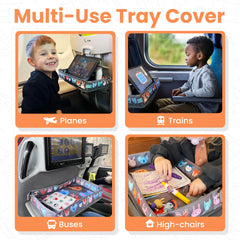 Little Traveler adjustable-strap-secure-fit keeps the cover securely attached on aircraft trays.