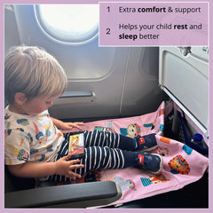 Little Traveler airplane seat extender folded compactly for travel storage