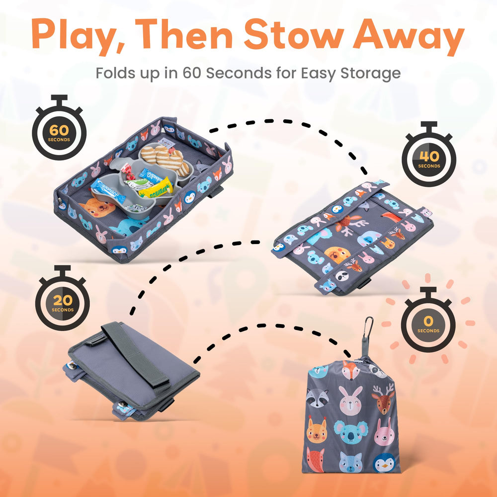 Little Traveler portable-travel-solution folds flat for easy packing in carry-ons.
