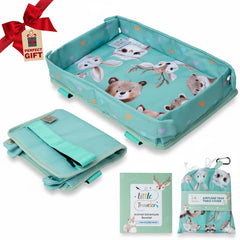 Little Traveler tray cover waterproof surface keeps airplane trays clean for snacks and play.
