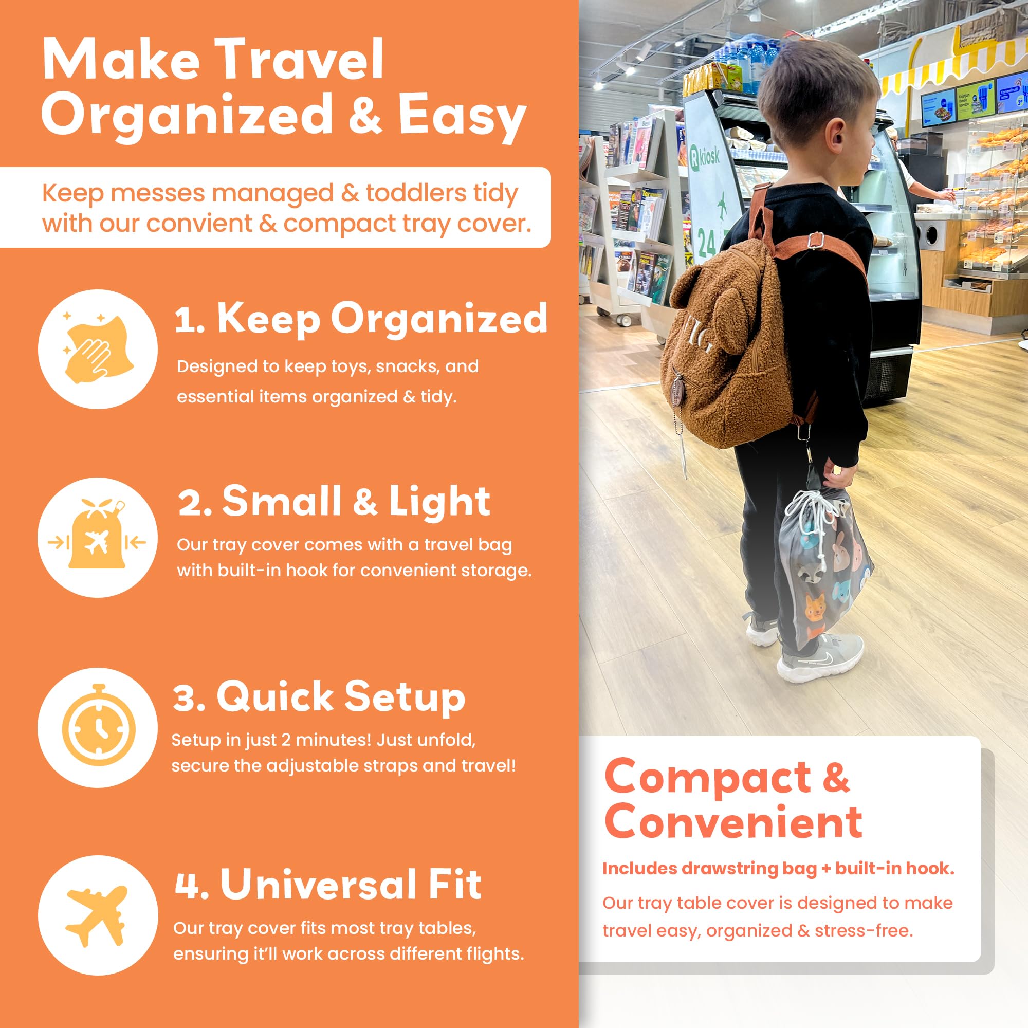 Little Traveler versatile-use case extends beyond planes to buses, trains, and high chairs.