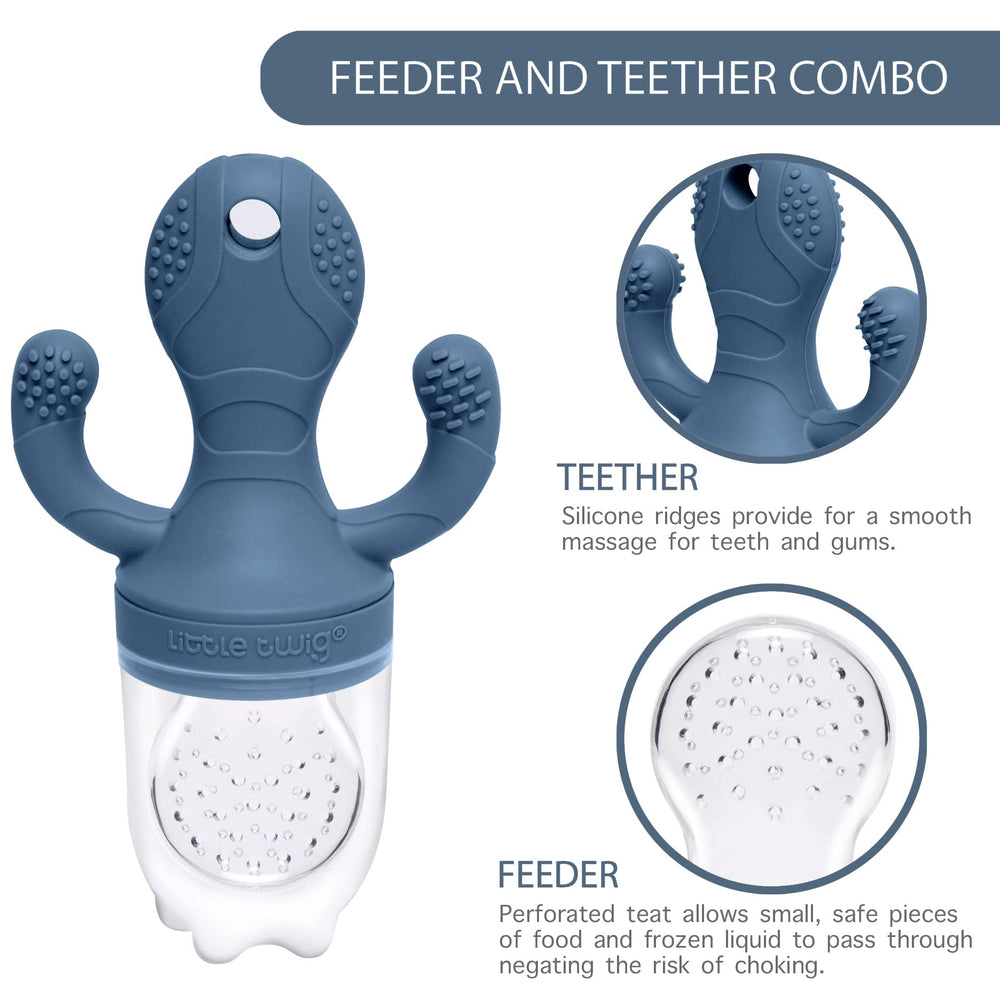 Dual-cap measuring cup helps portion baby foods accurately