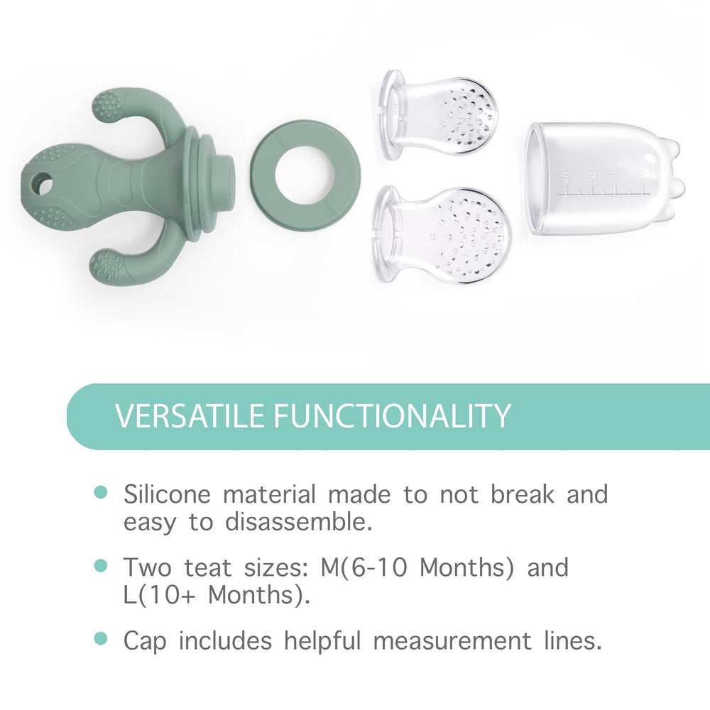 Little Twig dual-cap measuring cup demonstrates compact, convenient portion control.