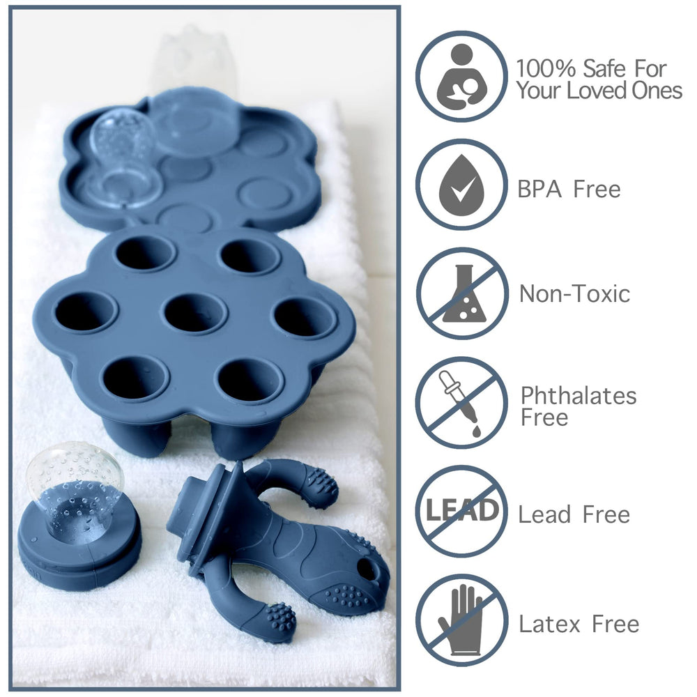 Little Twig freezer tray lid steel blue ideal for frozen milk and fruit cubes
