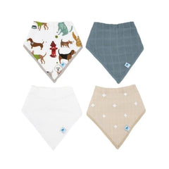 Little Unicorn bandana bib front view shows absorbent cotton for drool control