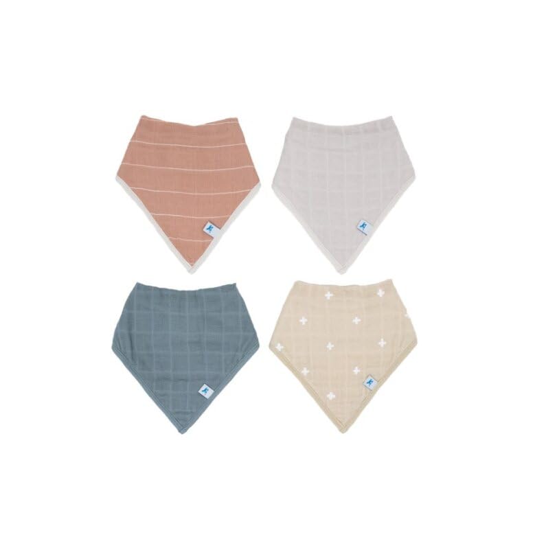 Little Unicorn baby bandana bib 4-pack mauve stripe front view for drool protection