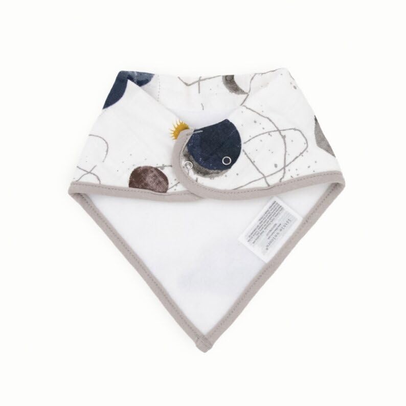 Little Unicorn bandana bib fleece backing keeps clothing dry during teething.