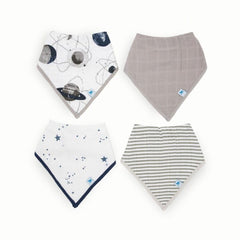 Little Unicorn baby bandana bib planetary close-up shows soft cotton muslin and absorbent front.