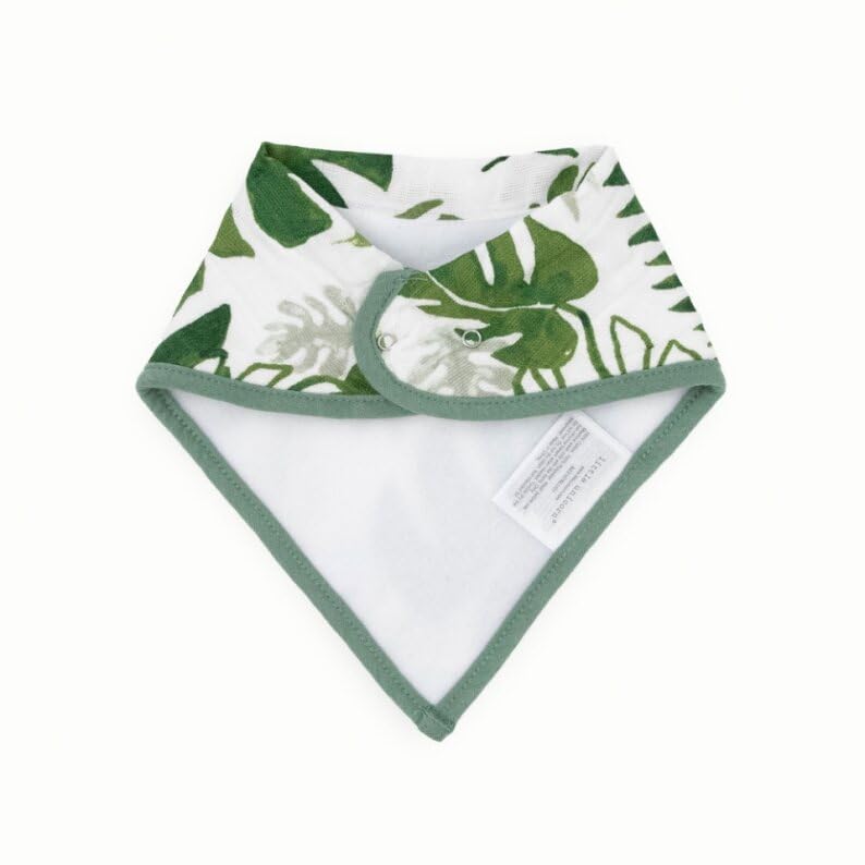 Little Unicorn bandana bib absorbent-cotton-muslin-front demonstrates soft touch and drool absorption for baby comfort