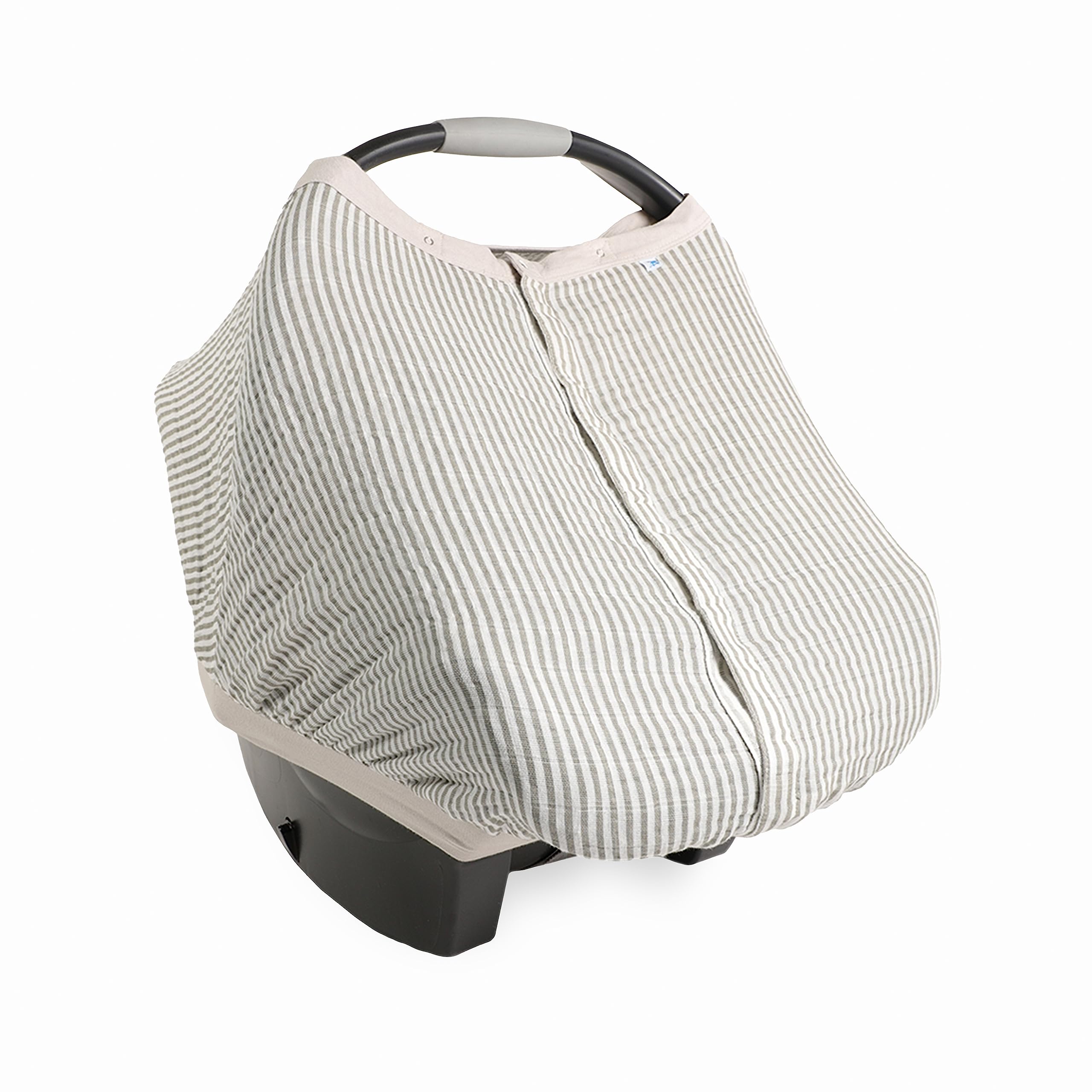 Little Unicorn breathable cotton muslin car seat canopy offering privacy and airflow.