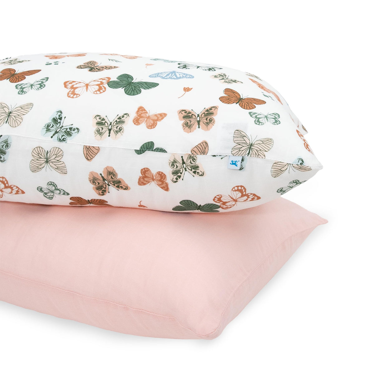 Little Unicorn butterflies 2-pack pillowcase front view for cozy sleep.