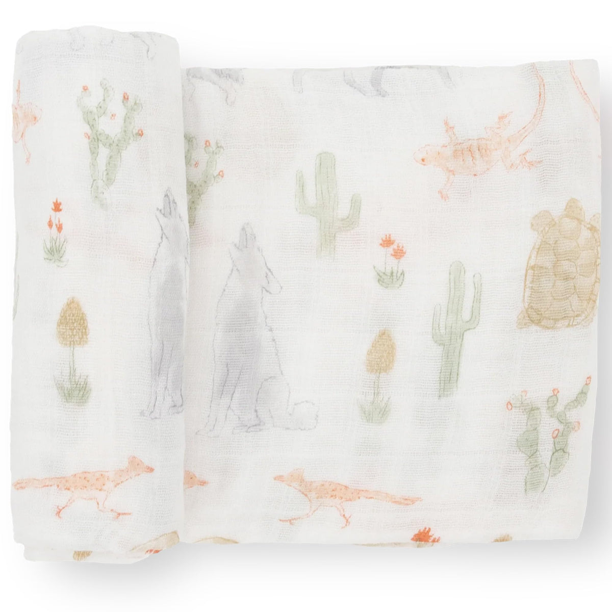 Little Unicorn Desert Night swaddle close-up highlights breathable cotton muslin softness.