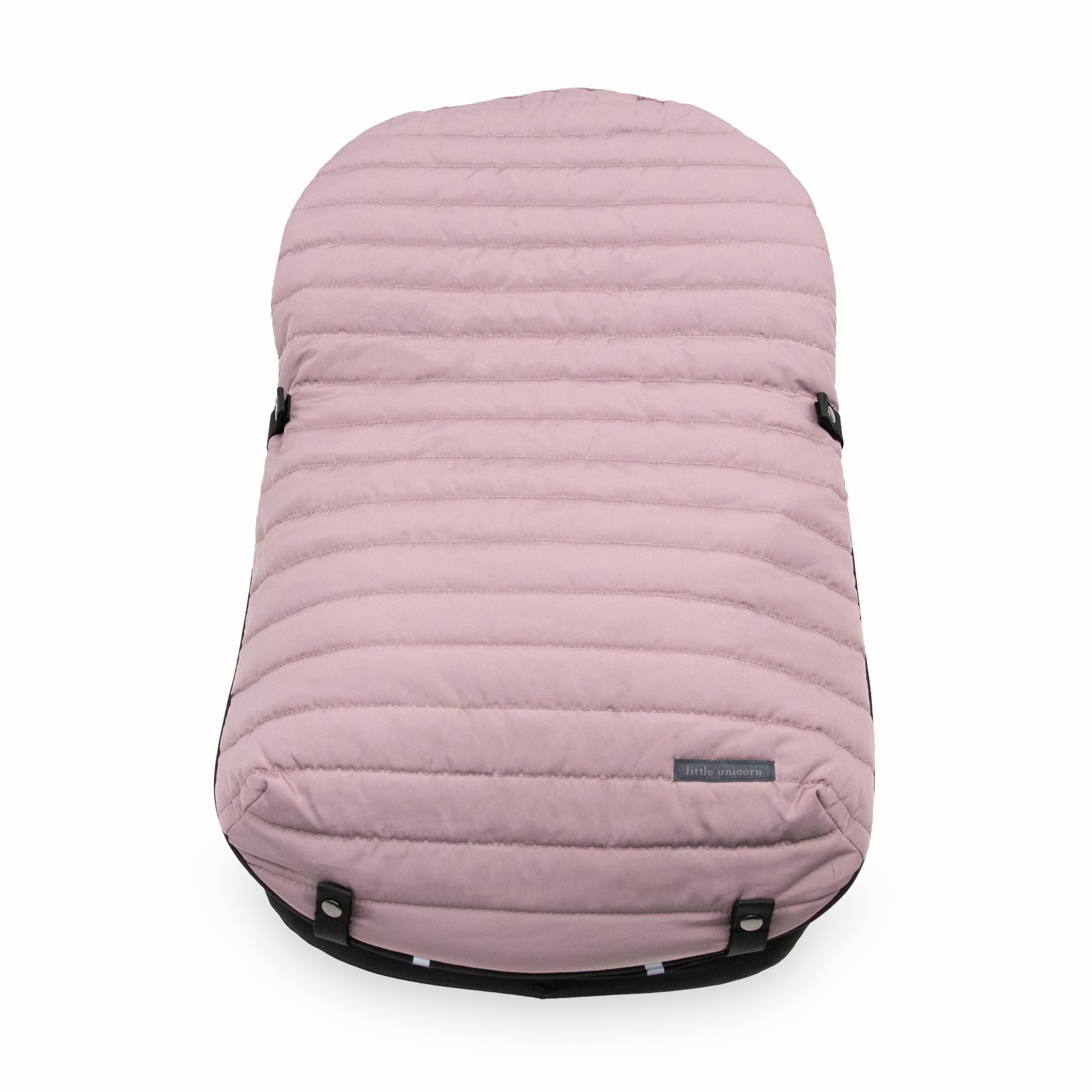 Little Unicorn footmuff universal fit demonstrates stretch fabric for many car seats.