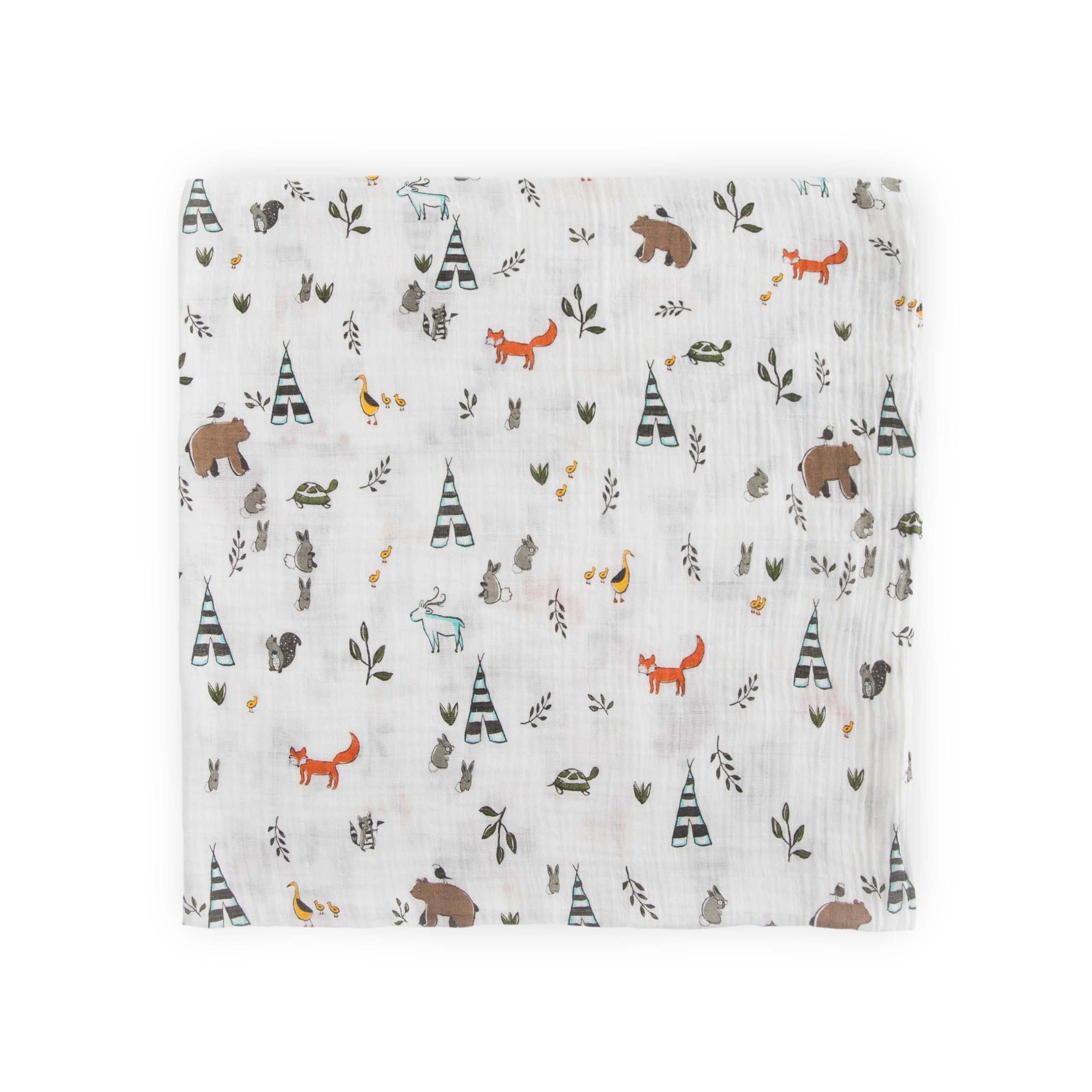 Little Unicorn Forest Friends swaddle fabric texture close-up