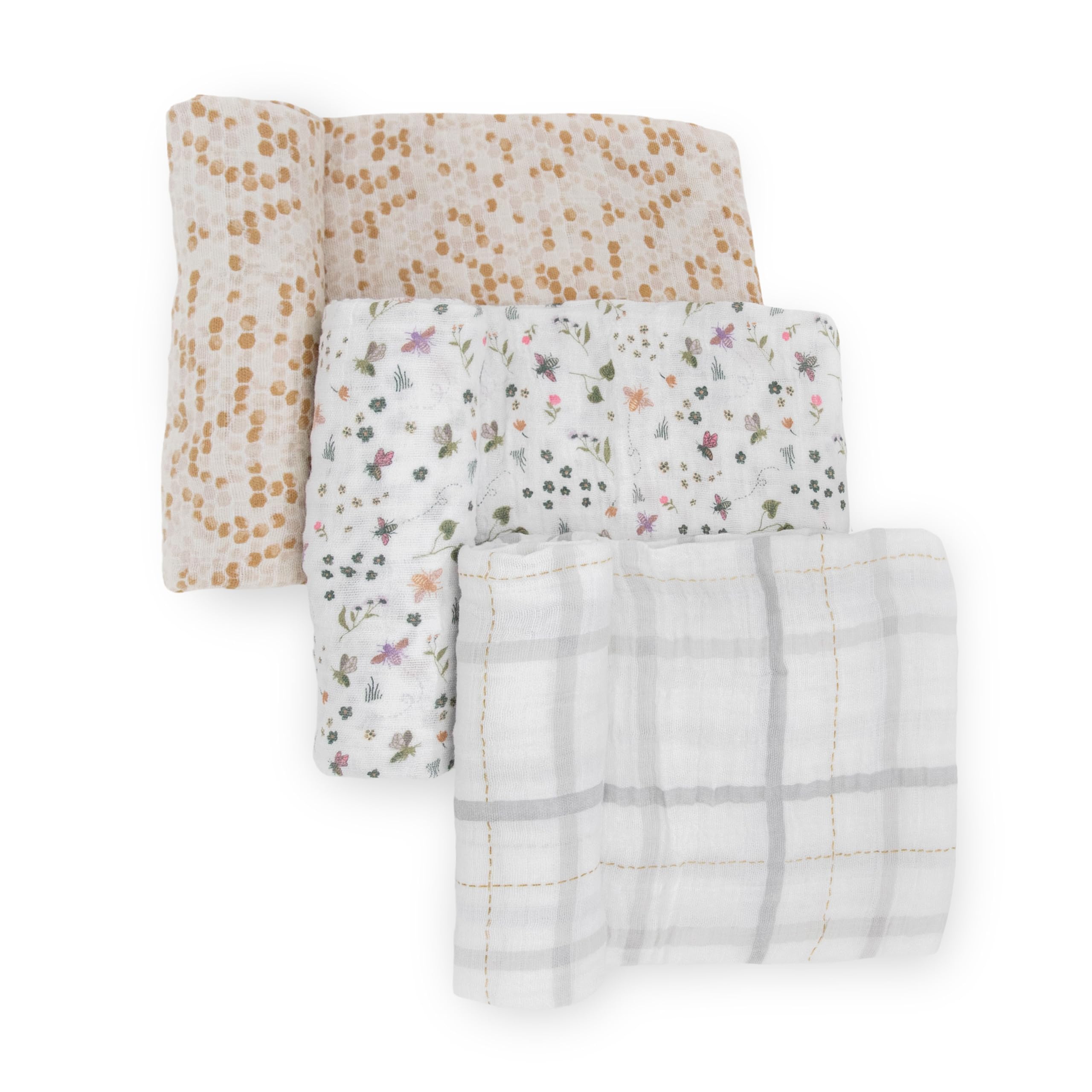 Little Unicorn Garden Bees swaddle blanket – cozy, breathable swaddle for soothing newborn snuggles.