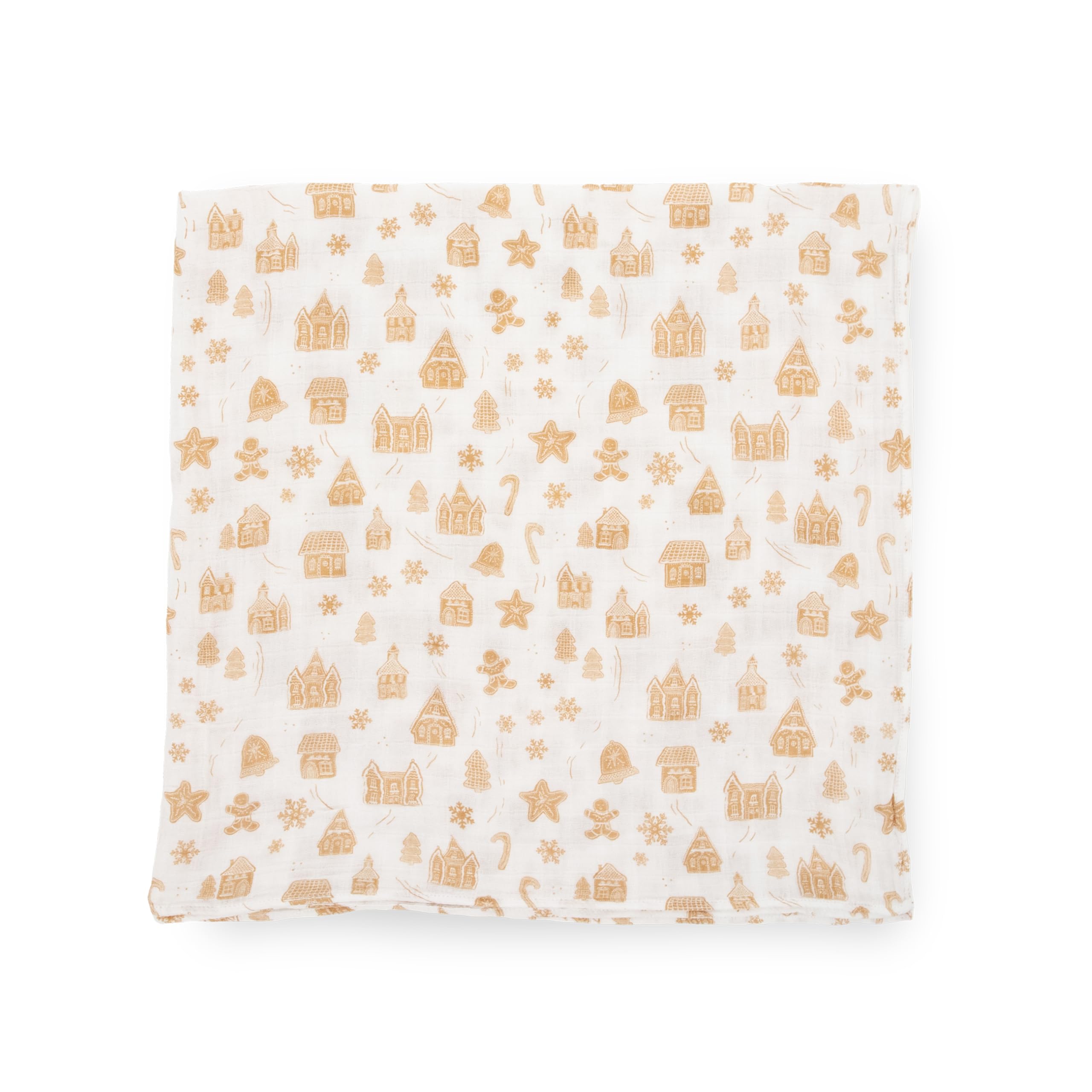 Little Unicorn Gingerbread Village stroller cover illustrates portable blanket for on-the-go comfort.
