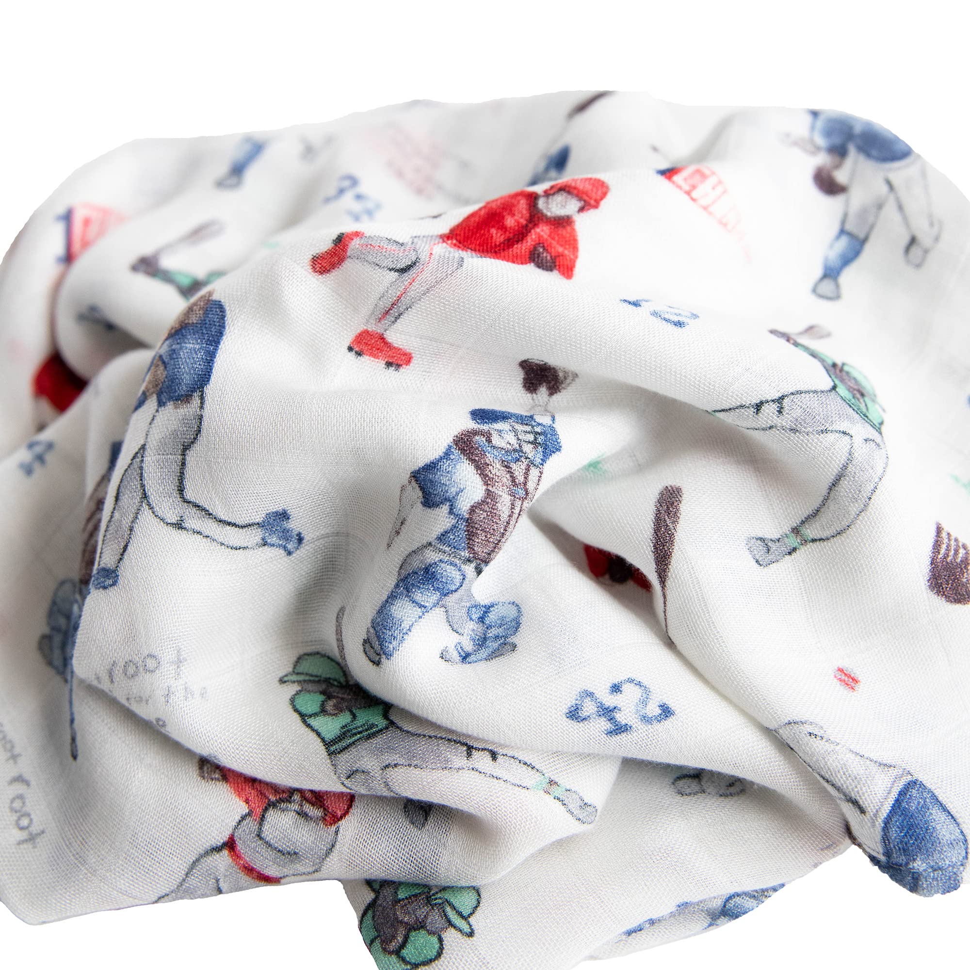 Little Unicorn Homerun Deluxe Swaddle 47x47 in-use image demonstrates secure and roomy wrap