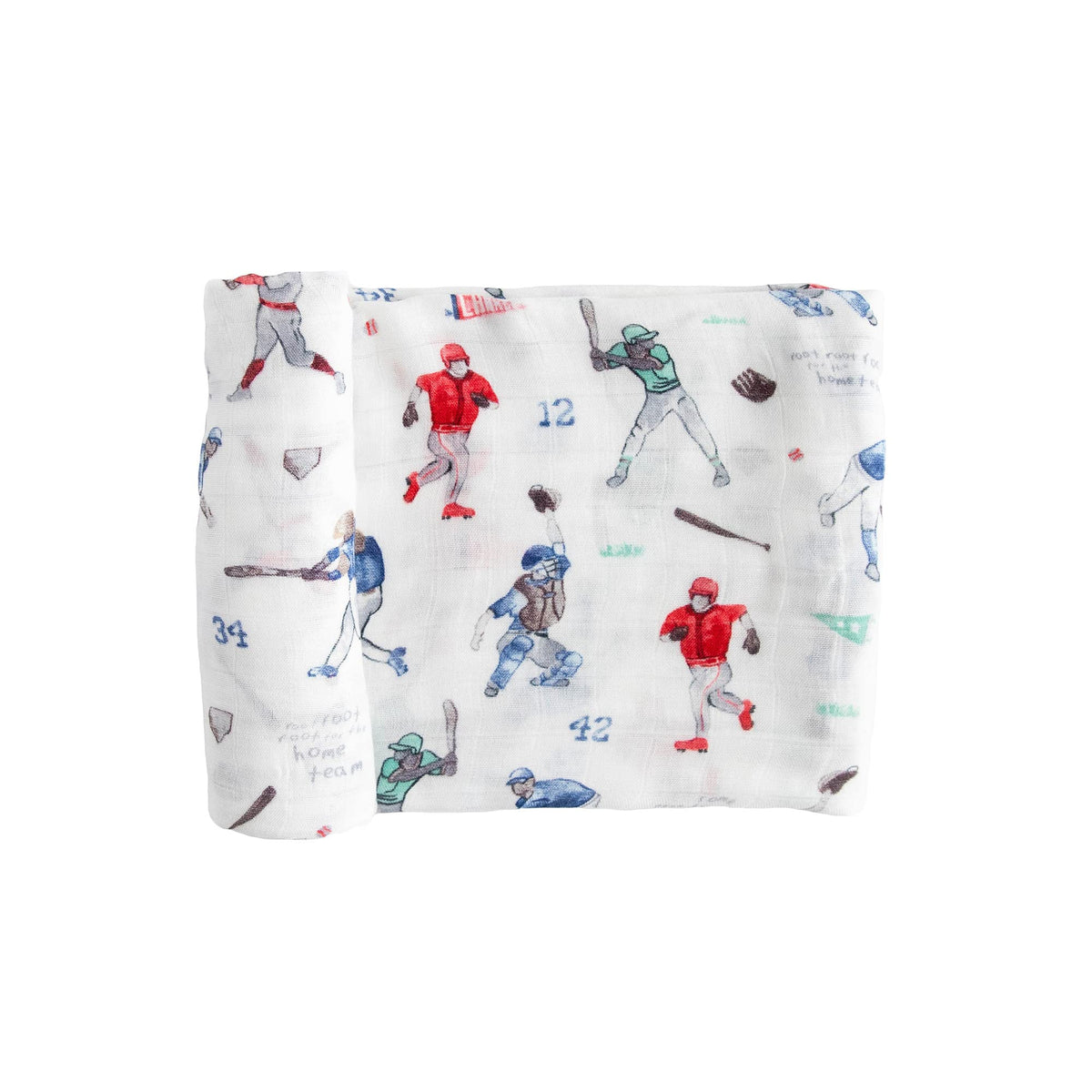 Little Unicorn Homerun Deluxe Swaddle flat lay shows roomy 47x47 size for newborn comfort